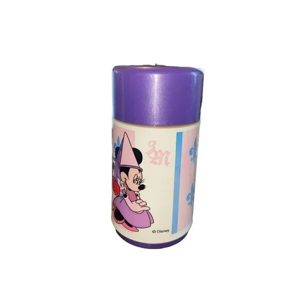- Vtg Mickey Mouse Minnie Aladdin Plastic Thermos Blue Disney Princess Kni… - Picture 2 of 7